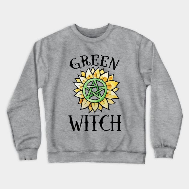 Green Witch Crewneck Sweatshirt by bubbsnugg